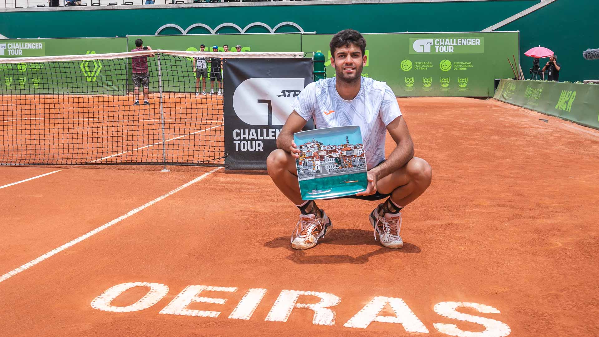 Facundo Diaz Acosta is crowned champion at the Challenger 75 event in Oeiras, Portugal.